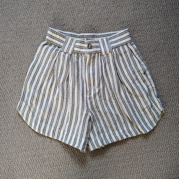 Madewell Linen Blend Striped High Waist Shorts - Picture 1 of 3
